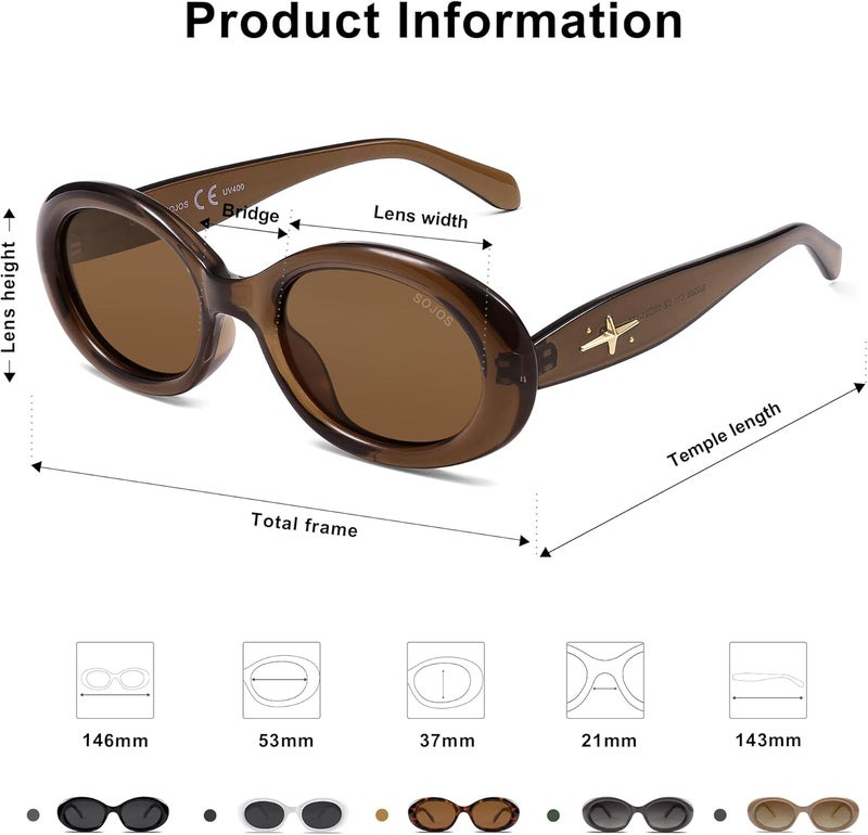 Sojos Small Retro Oval Polarized Sunglasses for Women Men 90s Vintage UV400 Protection Tiny Sun Glasses SJ2286 - Image 5